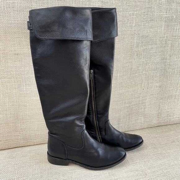 FRYE Black Leather Over the Knee Tall Riding Boots, Exc Cond, Ladies 6.5 - Picture 1 of 12